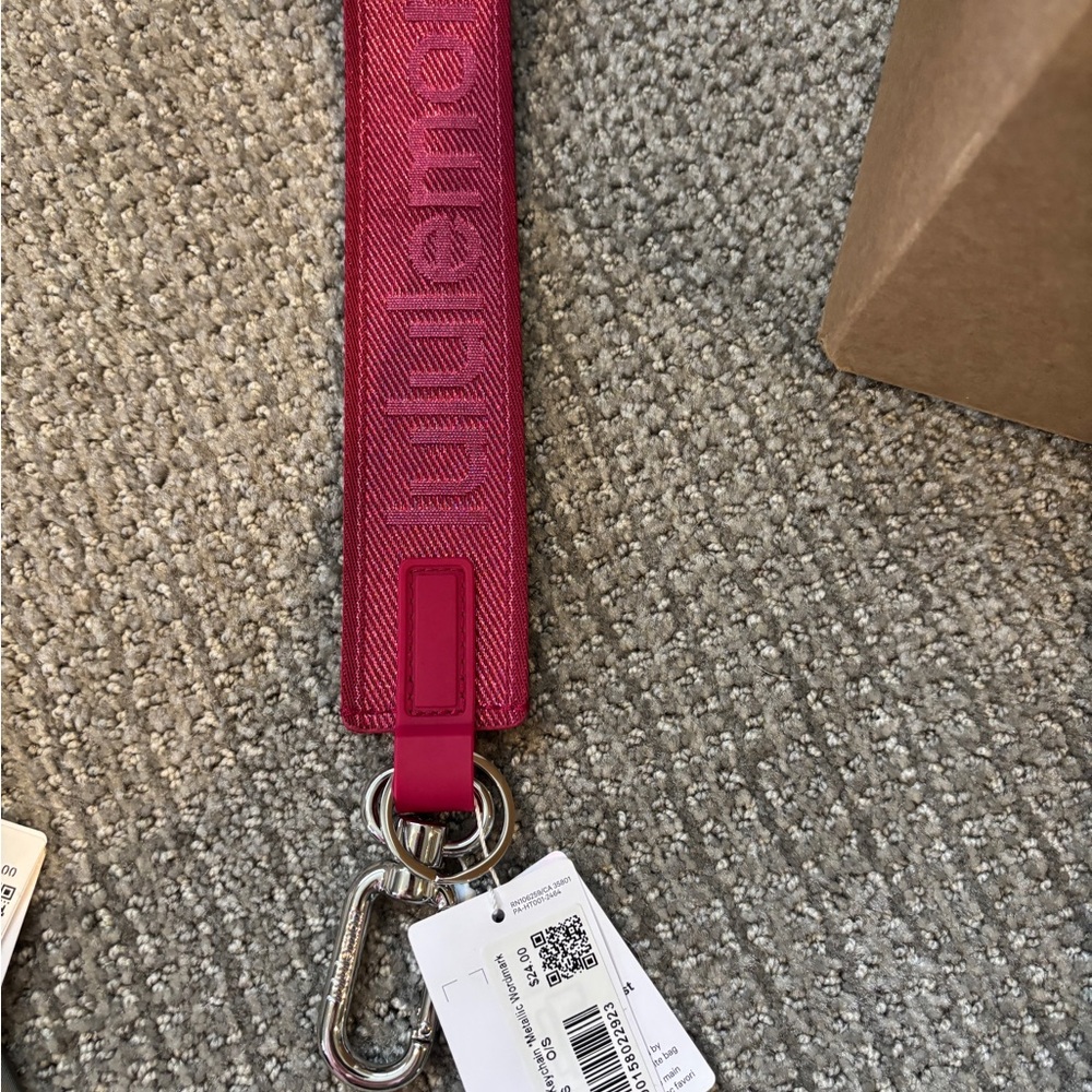 lululemon athletica Pink/Red Logo Key & Card Holder Lanyard
